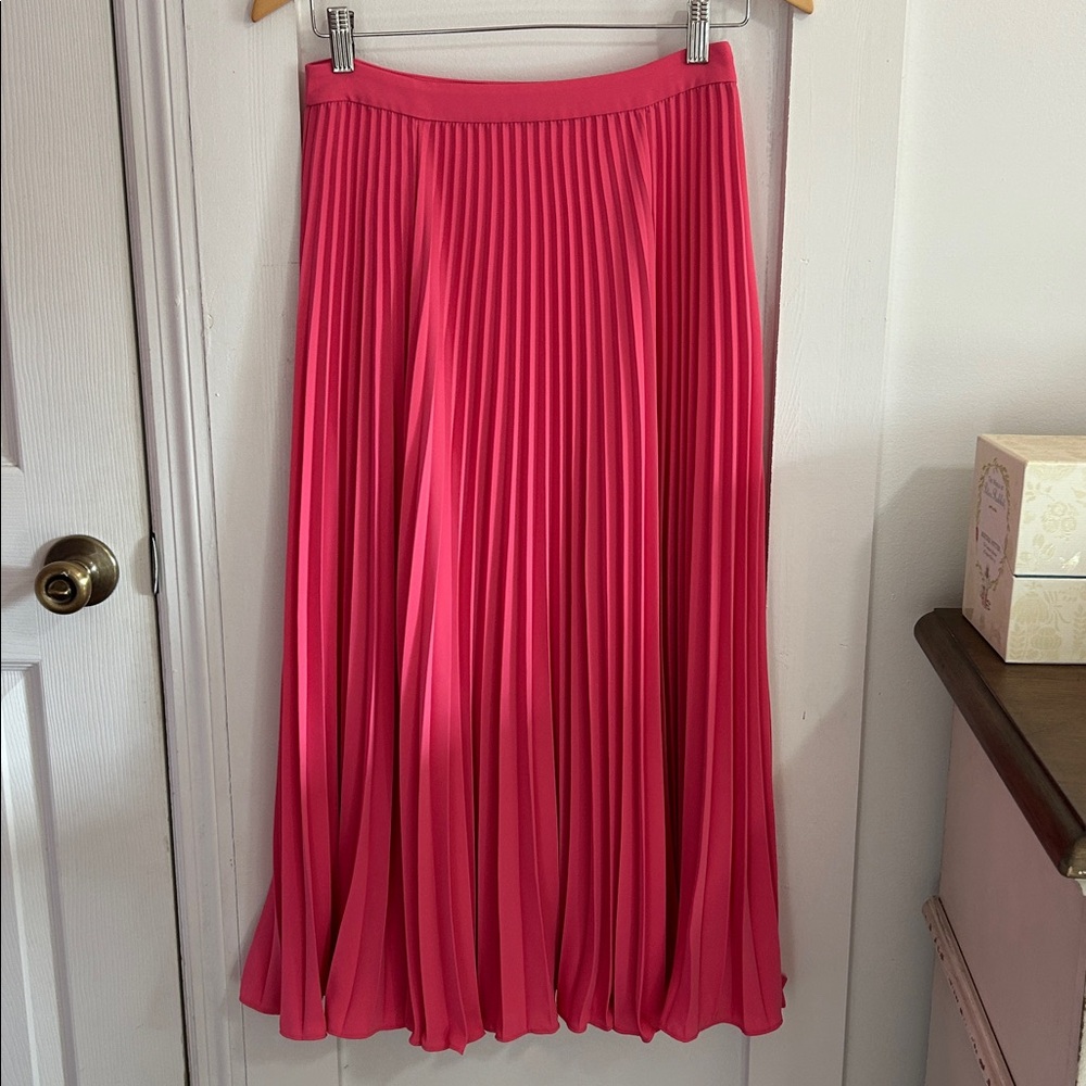 Boden Kristen Pink Midi Pleated Skirt Women’s 2 Valentines Feminine Romantic - Picture 2 of 9
